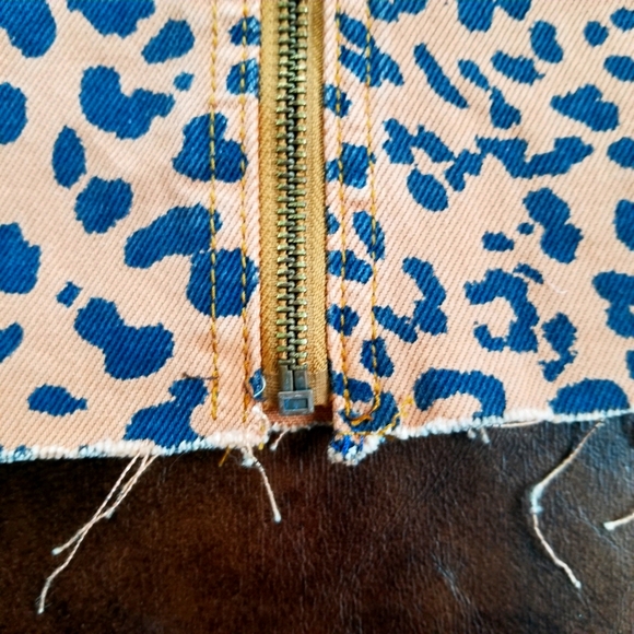 Free People Denim Cheetah Zip Up Skirt - Picture 5 of 6